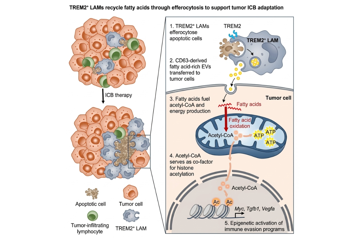 Cancer Cell (IF 44.5) | Tumor Cells Resist Immune Checkpoint Therapy via Macrophage Efferocytosis-Mediated Fatty Acid Recycling